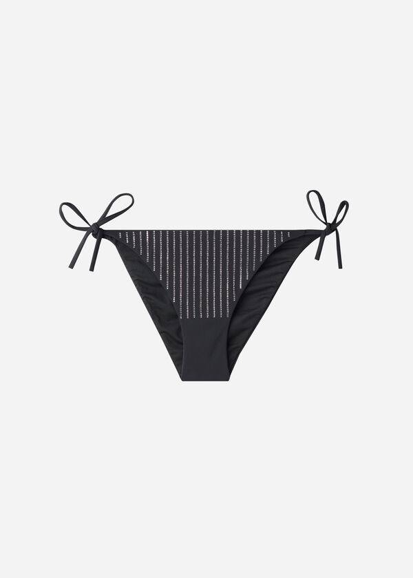 Abajo De Bikini Calzedonia Rhinestone String Shanghai Mujer Negras | CL1524LH