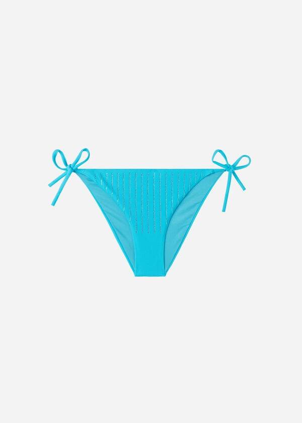 Abajo De Bikini Calzedonia Rhinestone String Shanghai Mujer Turquesa Verde | CL1526XF