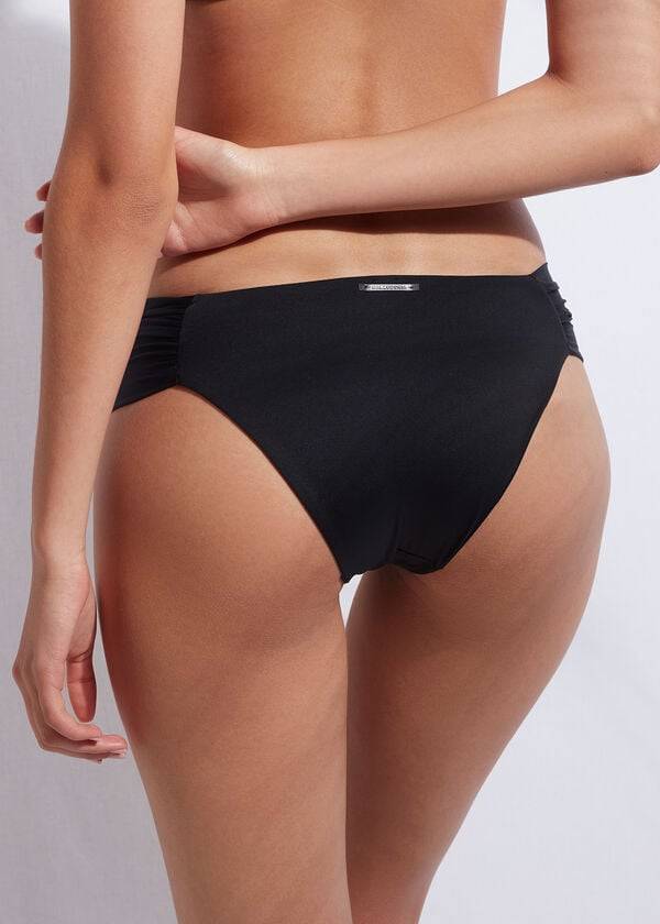 Abajo De Bikini Calzedonia Ruffled Indonesia Mujer Negras | CL1530NB