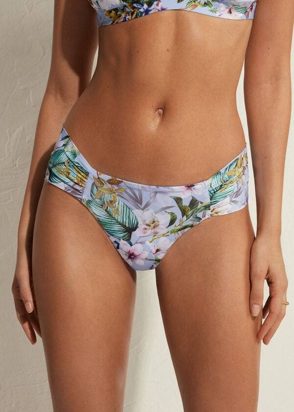 Abajo De Bikini Calzedonia Ruffly Brazilian Atene Mujer Azules | CL1533WY