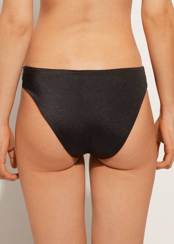 Abajo De Bikini Calzedonia Sequined Cannes rosa Mujer Negras | CL1539IS