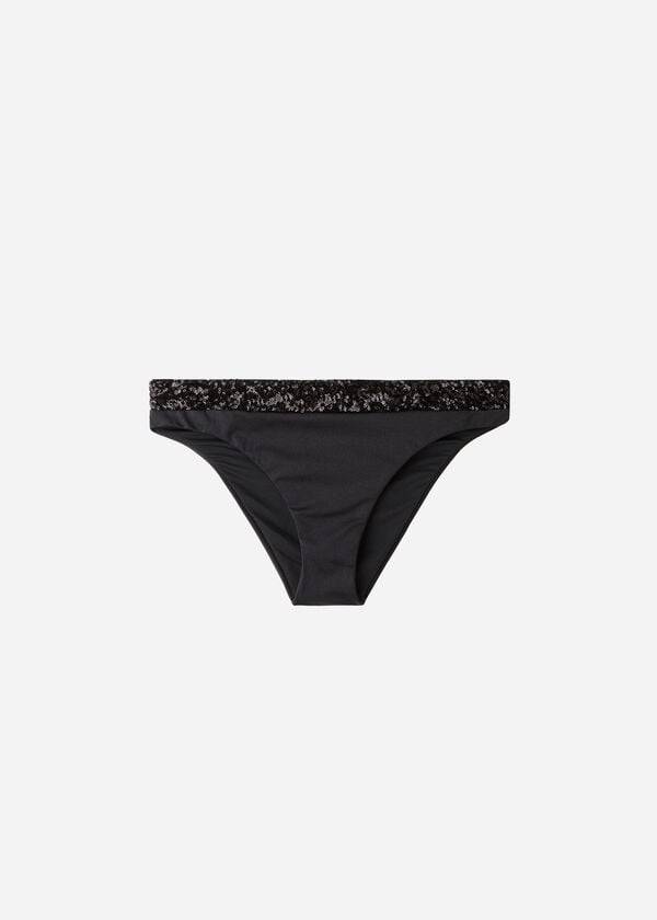 Abajo De Bikini Calzedonia Sequined Cannes rosa Mujer Negras | CL1539IS