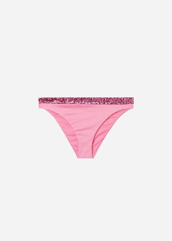Abajo De Bikini Calzedonia Sequined Cannes rosa Mujer Rosas | CL1540OR