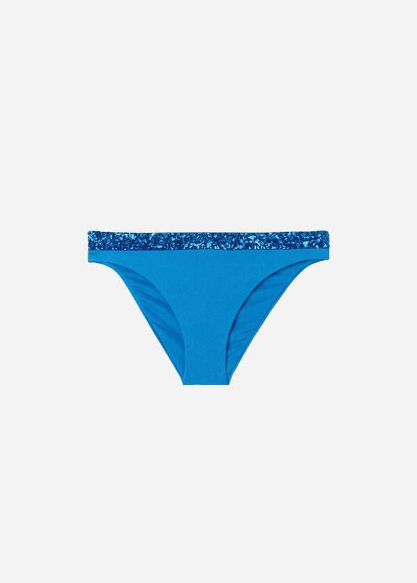 Abajo De Bikini Calzedonia Sequined Cannes rosa Mujer Azules | CL1541PQ