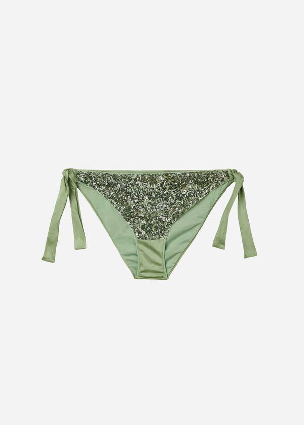 Abajo De Bikini Calzedonia Sequined Side-Tie Cannes Mujer Verde | CL1548JJ