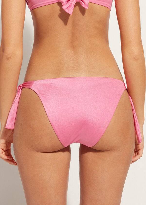 Abajo De Bikini Calzedonia Sequined Side-Tie Cannes Mujer Rosas | CL1550LH