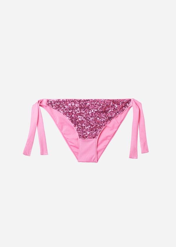 Abajo De Bikini Calzedonia Sequined Side-Tie Cannes Mujer Rosas | CL1550LH