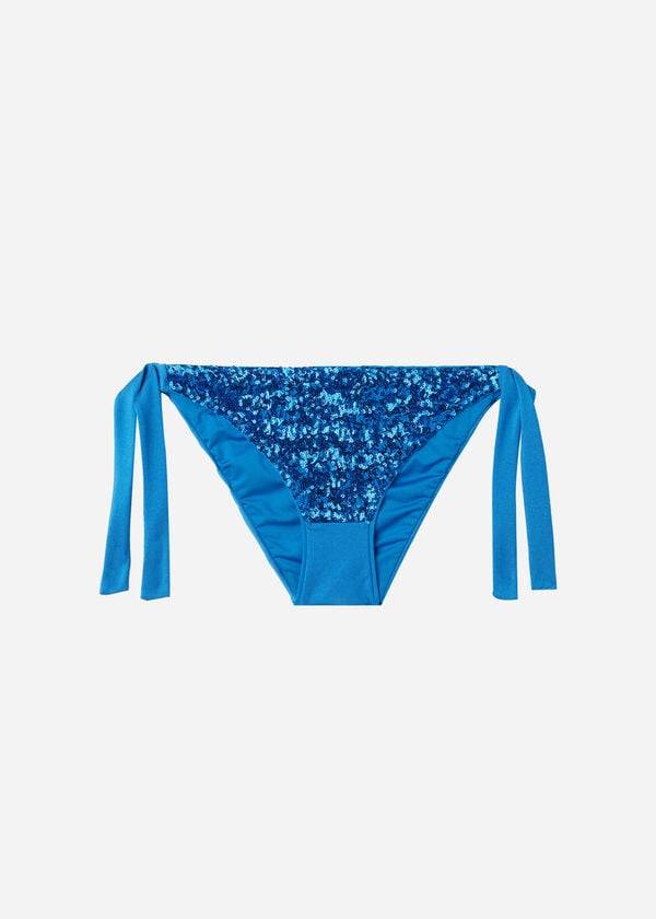 Abajo De Bikini Calzedonia Sequined Side-Tie Cannes Mujer Azules | CL1551ZG