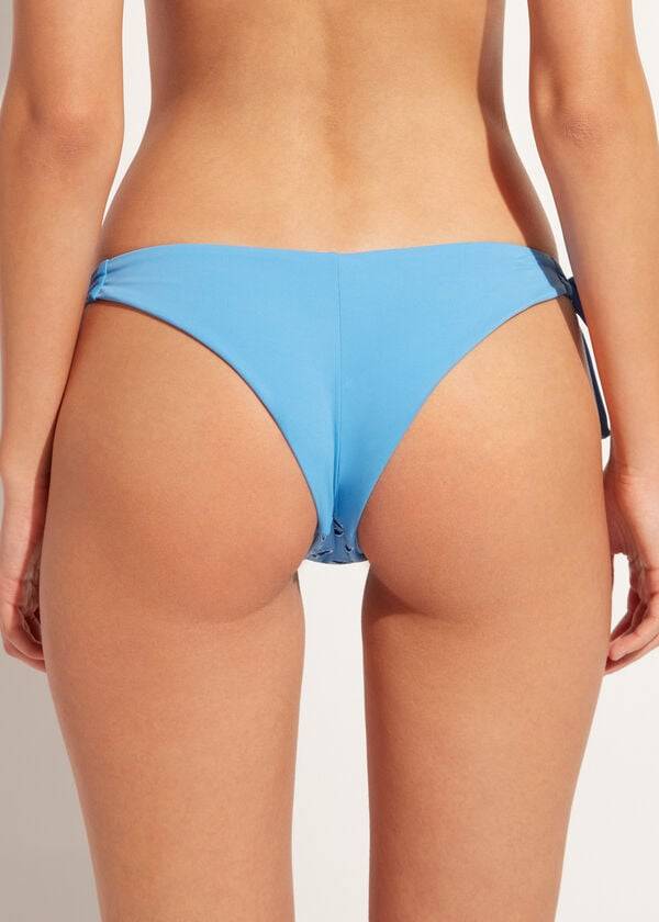 Abajo De Bikini Calzedonia Side Tie Brazilian Corfù Mujer Azules | CL1559WY