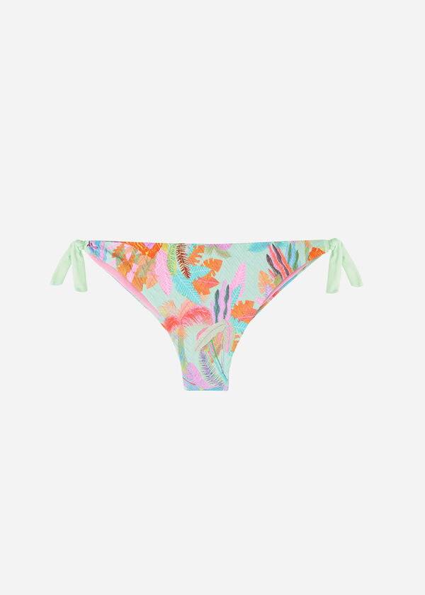 Abajo De Bikini Calzedonia Side-Tie Brazilian Foliage Tahiti Mujer Verde | CL1568AP