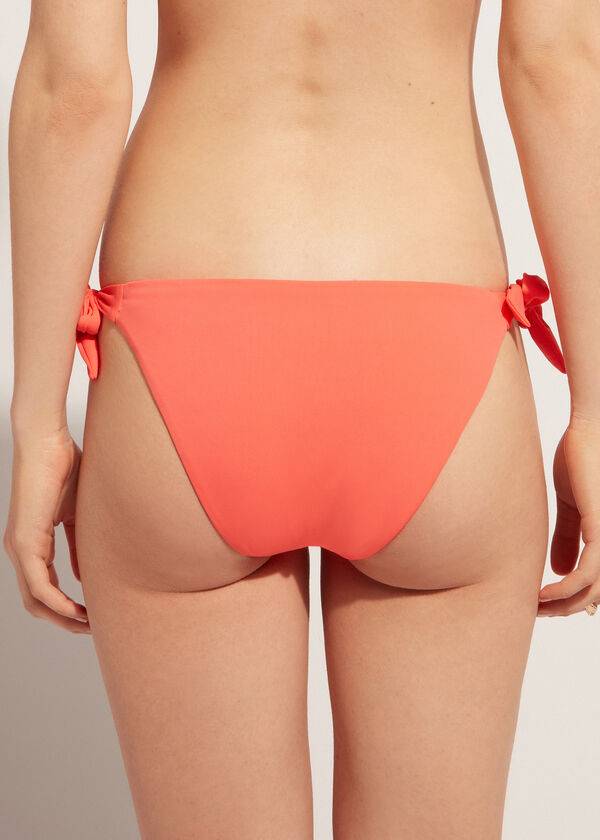 Abajo De Bikini Calzedonia Side Tie Corfù Mujer Coral Naranjas | CL1561RW