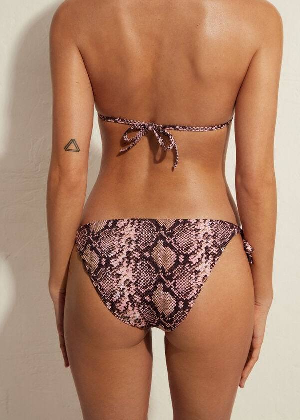 Abajo De Bikini Calzedonia Side Tie Sidney Mujer Rosas | CL1566OR