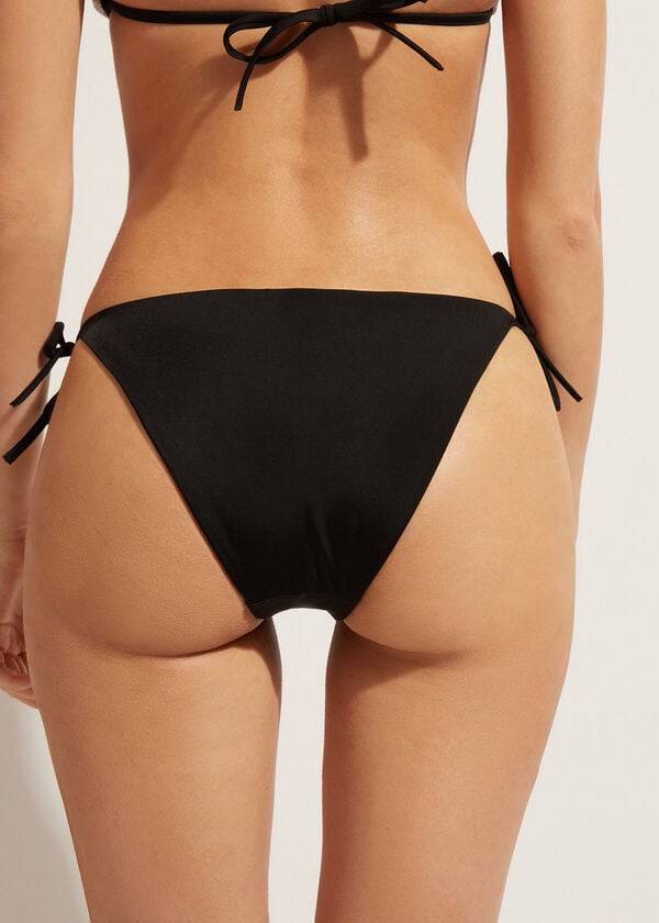 Abajo De Bikini Calzedonia String Dubai Mujer Negras | CL1590UT