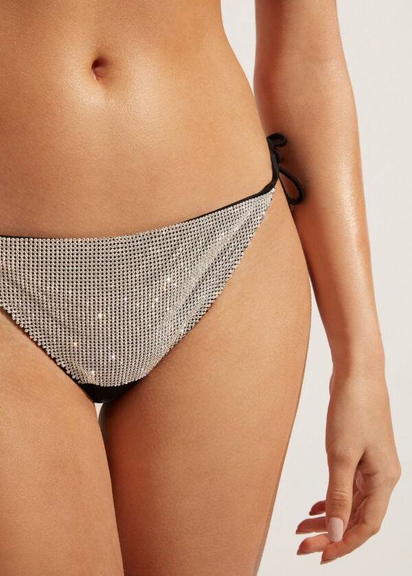 Abajo De Bikini Calzedonia String Dubai Mujer Negras | CL1590UT