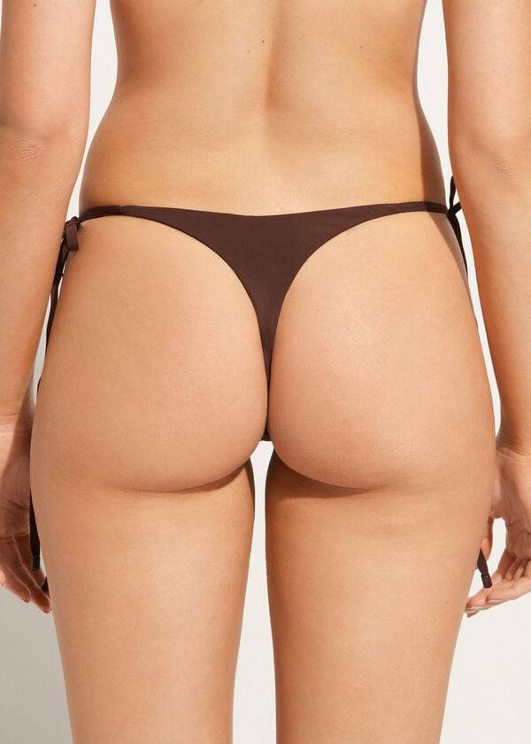 Abajo De Bikini Calzedonia String Tanga Islamorada Mujer Cafe Marrones | CL1618OR