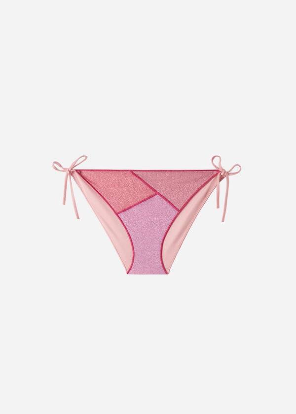 Abajo De Bikini Calzedonia String Tie Lamé Lisbona Mujer Rosas | CL1621SO