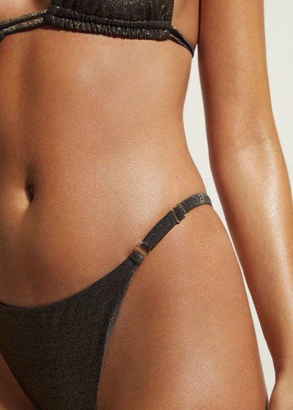 Abajo De Bikini Calzedonia Thin Sides Tanga Hollywood Mujer Negras | CL1629ZG