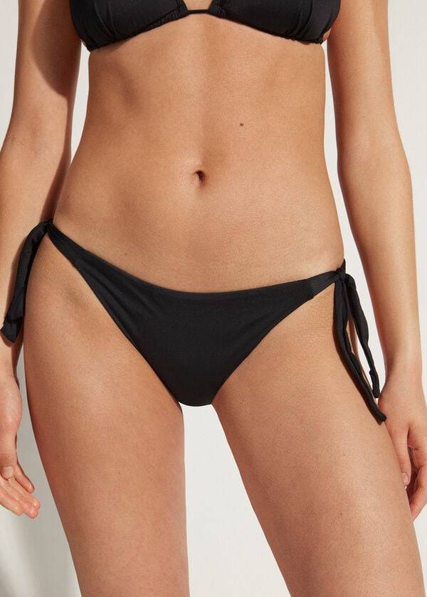 Abajo De Bikini Calzedonia Tied Indonesia Mujer Negras | CL1645PQ