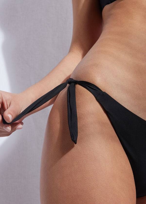 Abajo De Bikini Calzedonia Tied Indonesia Eco Mujer Negras | CL1648DN