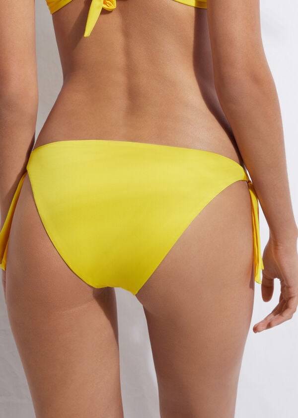 Abajo De Bikini Calzedonia Tied Indonesia Eco Side tie Mujer Amarillo | CL1653KI