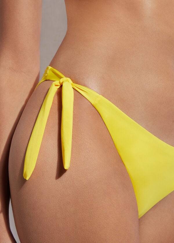 Abajo De Bikini Calzedonia Tied Indonesia Eco Side tie Mujer Amarillo | CL1653KI