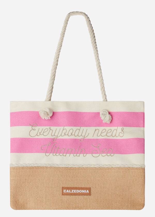 Accesorios Calzedonia A Rayas Beach Bag Mujer Rosas | CL1282AP