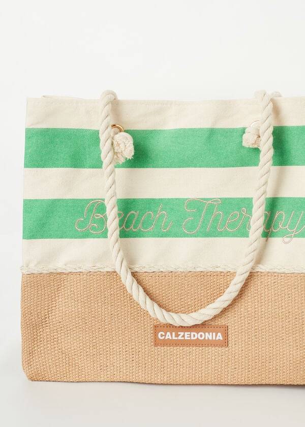 Accesorios Calzedonia A Rayas Beach Bag Mujer Verde | CL1283SO