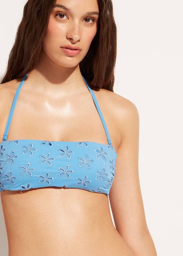 Arriba De Bikini Calzedonia Acolchado Bandeau Corfù Mujer Azules | CL1786XF