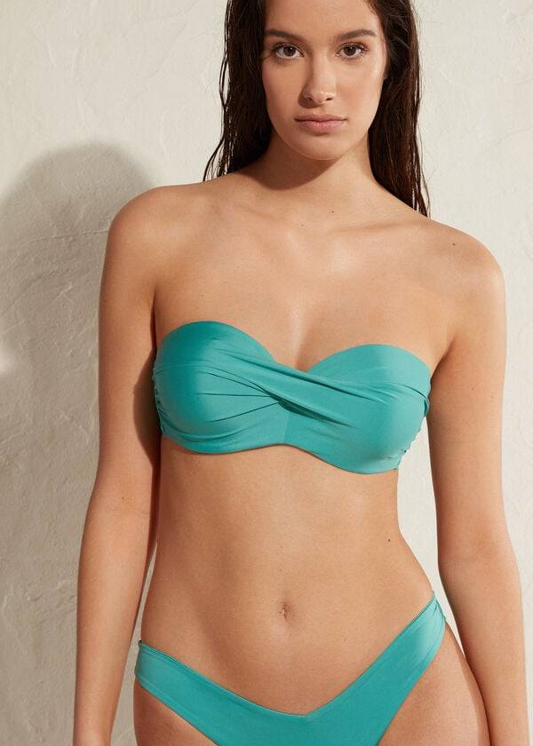 Arriba De Bikini Calzedonia Acolchado Bandeau Indonesia Mujer Turquesa | CL1787CE