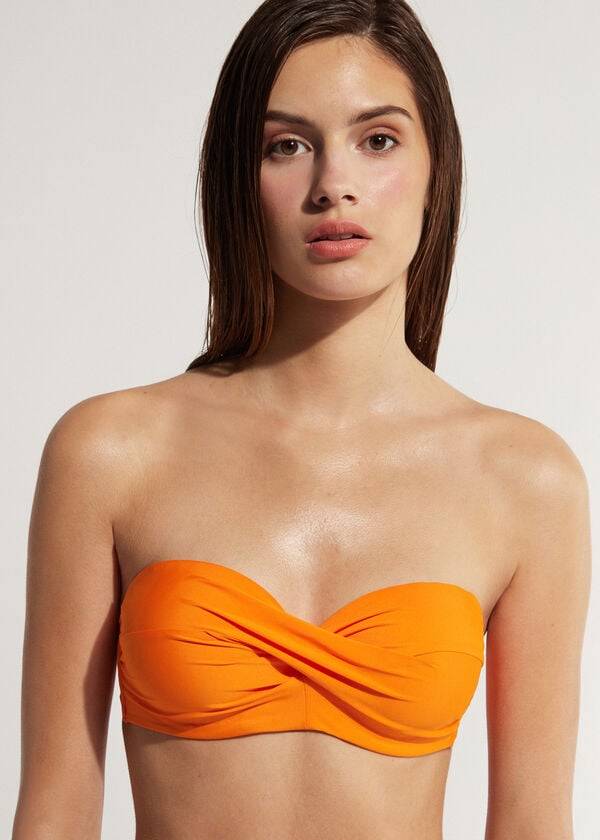 Arriba De Bikini Calzedonia Acolchado Bandeau Indonesia Mujer Naranjas | CL1788VD