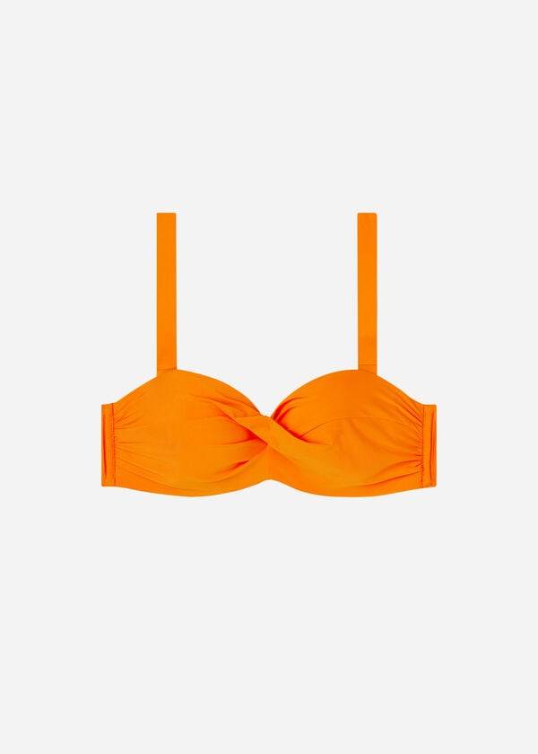 Arriba De Bikini Calzedonia Acolchado Bandeau Indonesia Mujer Naranjas | CL1788VD