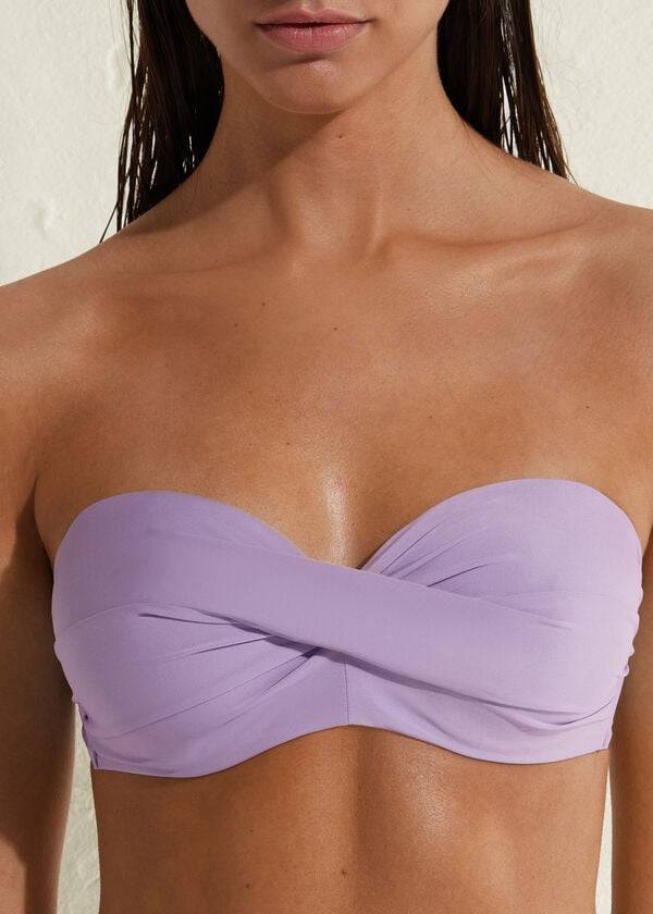 Arriba De Bikini Calzedonia Acolchado Bandeau Indonesia Mujer Moradas | CL1790NB