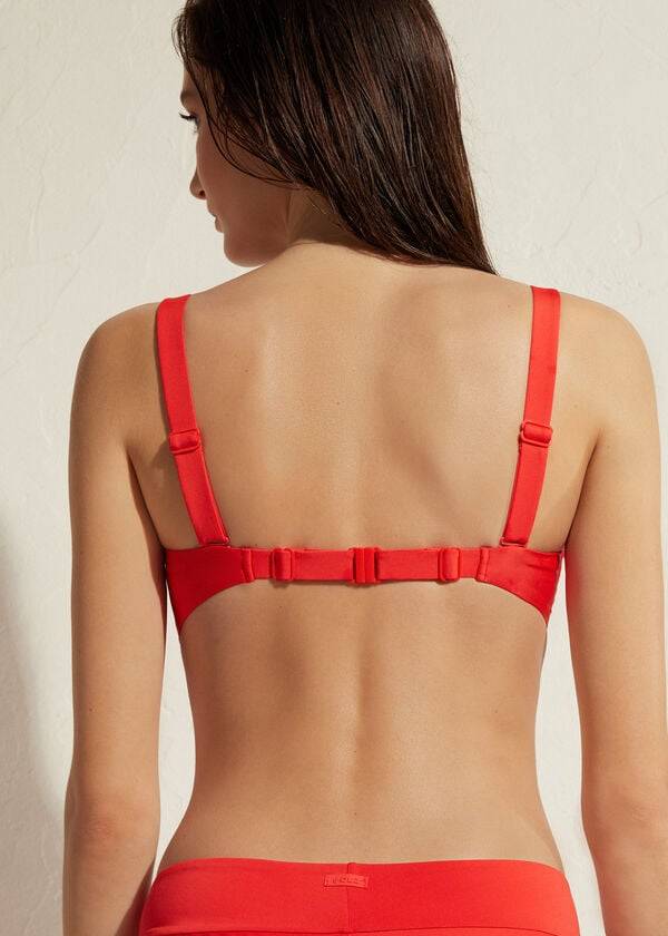 Arriba De Bikini Calzedonia Acolchado Bandeau Indonesia Mujer Rojas | CL1791MA