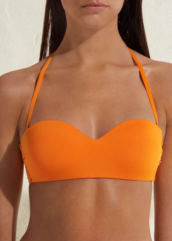 Arriba De Bikini Calzedonia Acolchado Bandeau Indonesia Eco Mujer Naranjas | CL1792QZ
