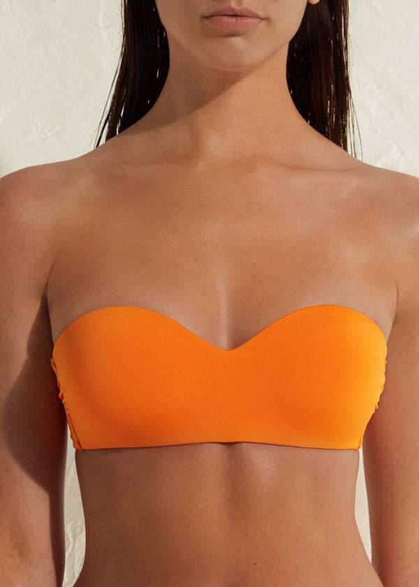 Arriba De Bikini Calzedonia Acolchado Bandeau Indonesia Eco Mujer Naranjas | CL1792QZ