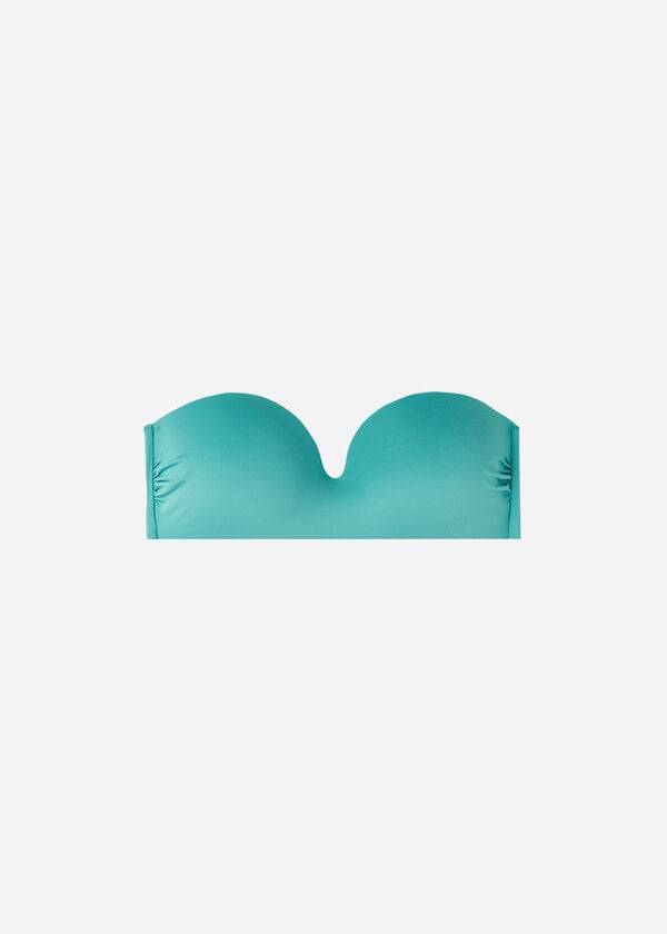 Arriba De Bikini Calzedonia Acolchado Bandeau Indonesia Eco Mujer Turquesa | CL1793WY