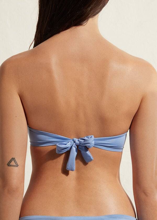 Arriba De Bikini Calzedonia Acolchado Bandeau Indonesia Eco Mujer Azules | CL1794EX