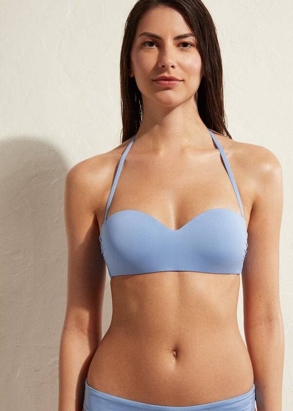 Arriba De Bikini Calzedonia Acolchado Bandeau Indonesia Eco Mujer Azules | CL1794EX
