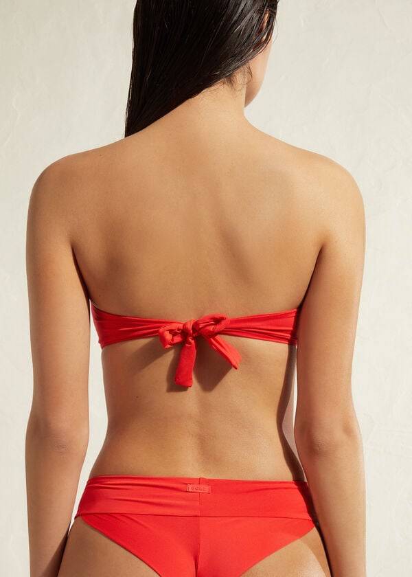 Arriba De Bikini Calzedonia Acolchado Bandeau Indonesia Eco Mujer Rojas | CL1795RW