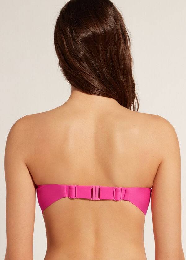 Arriba De Bikini Calzedonia Acolchado Bandeau Indonesia Eco cobey Mujer Rosas | CL1800OR