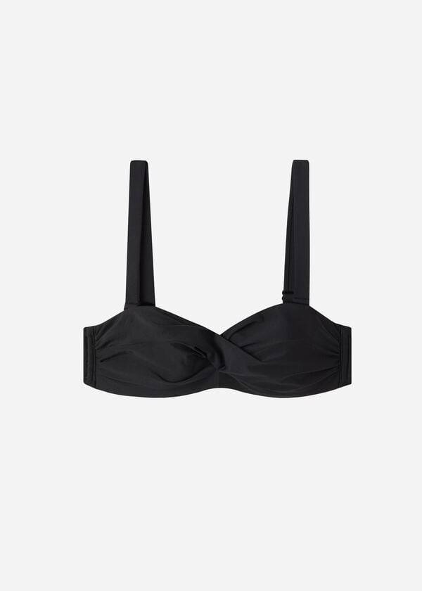 Arriba De Bikini Calzedonia Acolchado Bandeau Indonesia Eco micro Mujer Negras | CL1801PQ