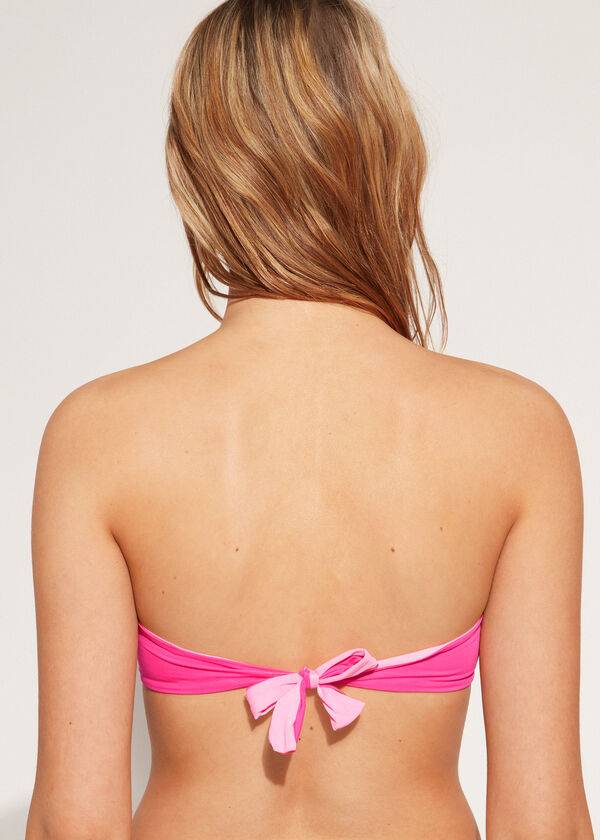 Arriba De Bikini Calzedonia Acolchado Bandeau Indonesia Eco rosa Mujer Rosas | CL1805FM