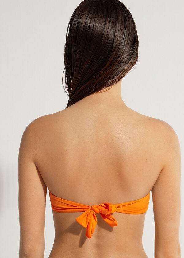 Arriba De Bikini Calzedonia Acolchado Bandeau Indonesia Eco Strapless Mujer Naranjas | CL1809KI