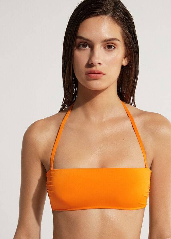 Arriba De Bikini Calzedonia Acolchado Bandeau Indonesia Eco Strapless Mujer Naranjas | CL1809KI