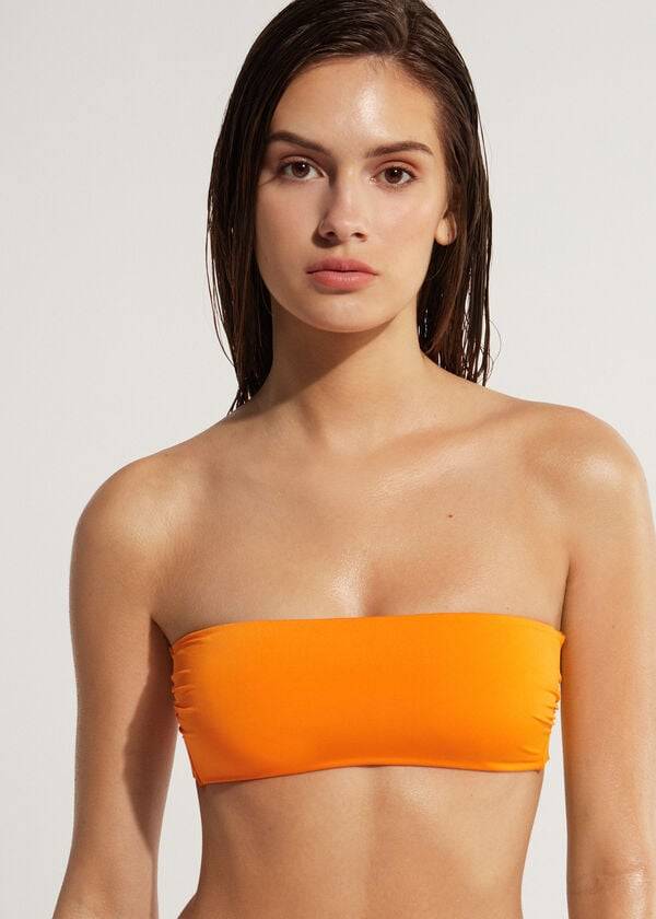 Arriba De Bikini Calzedonia Acolchado Bandeau Indonesia Eco Strapless Mujer Naranjas | CL1809KI