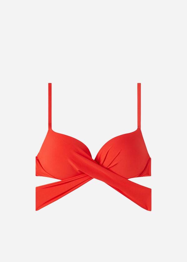Arriba De Bikini Calzedonia Acolchado Push Up Indonesia Eco Mujer Rojas | CL1819WY