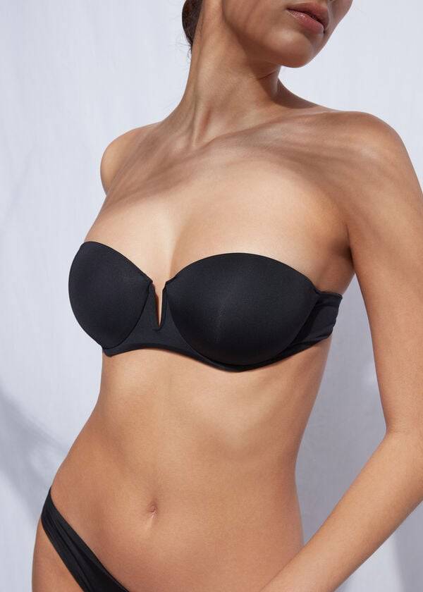Arriba De Bikini Calzedonia Acolchado Push Up Indonesia Eco rosa Mujer Negras | CL1825IS