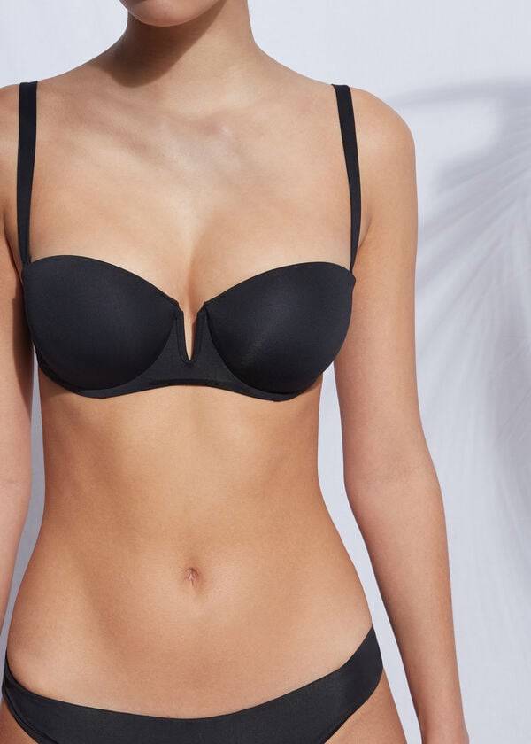 Arriba De Bikini Calzedonia Acolchado Push Up Indonesia Eco rosa Mujer Negras | CL1825IS