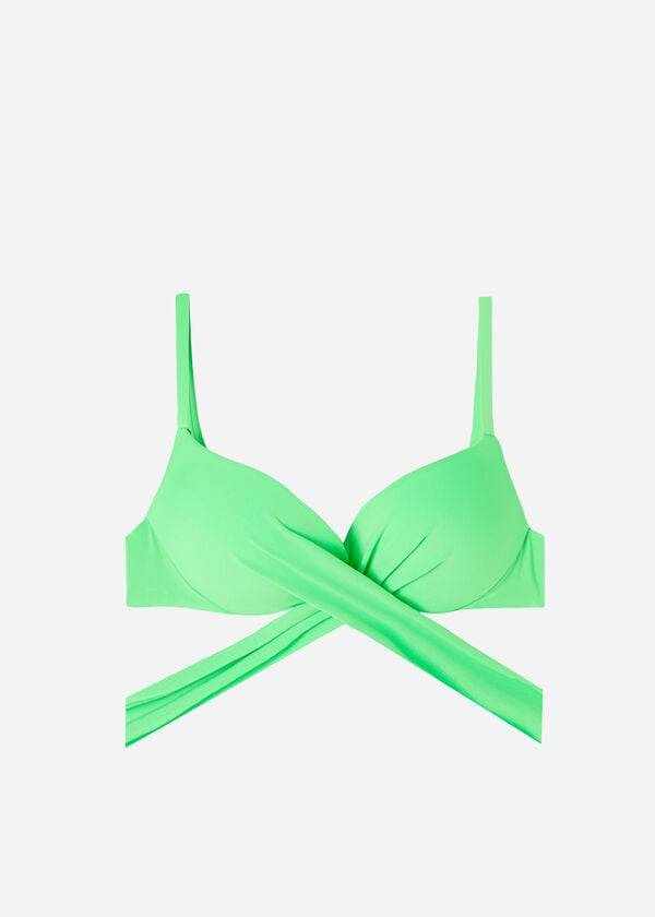 Arriba De Bikini Calzedonia Acolchado Push Up Indonesia Eco rosa Mujer Verde Claro | CL1826OR