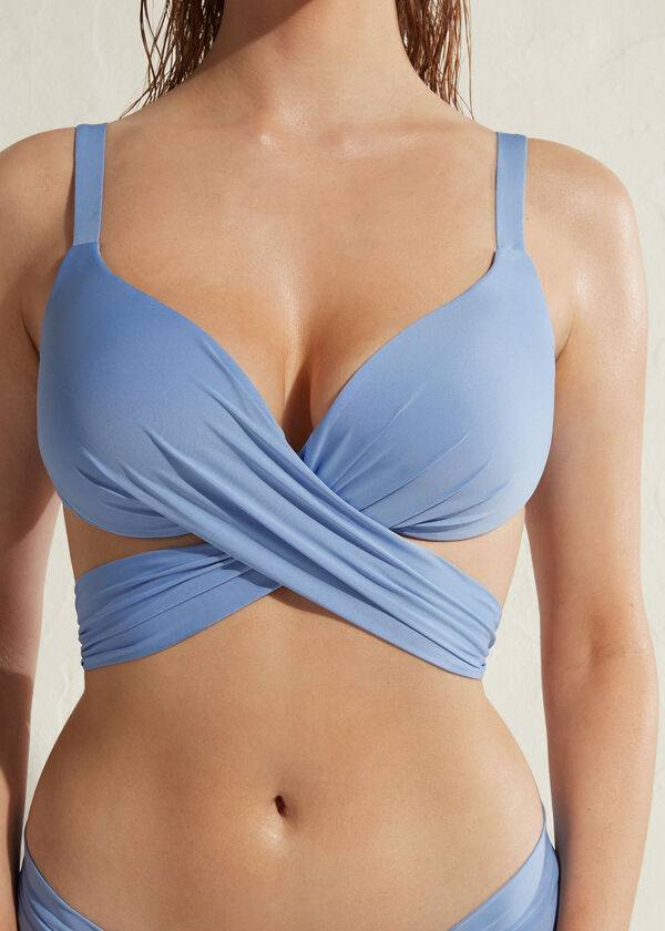 Arriba De Bikini Calzedonia Acolchado Push Up Indonesia Eco Sexy Mujer Azules | CL1827PQ